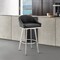 Armen Living Noran Swivel Counter Stool in Brushed Stainless Steel and Black Faux Leather 840254335752 - alternate 6